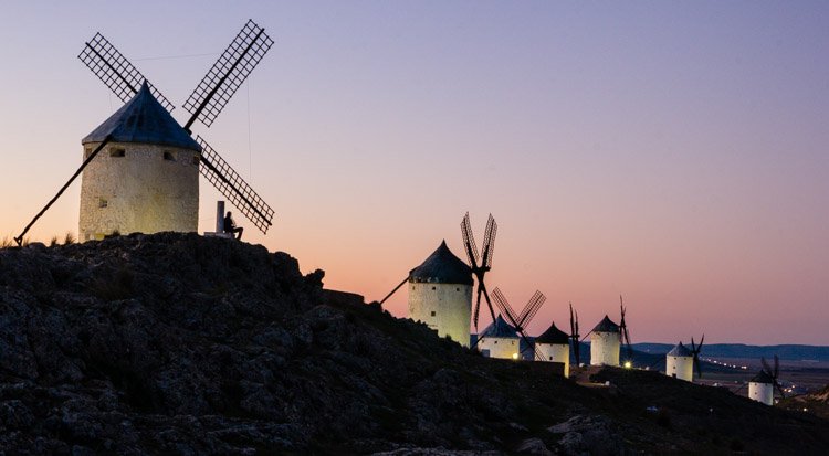 Consuegra Windmills sunset